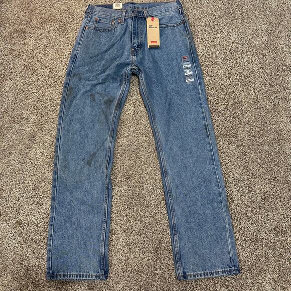 LEVI'S Men's 505 Regular Fit Jeans Size 32X32 In Light Stonewash - Picture 4 of 16